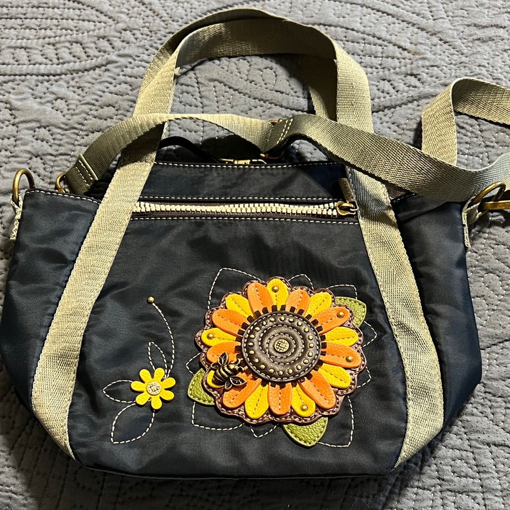 Chala Navy Crossbody Bag withSunflower Appliqué
